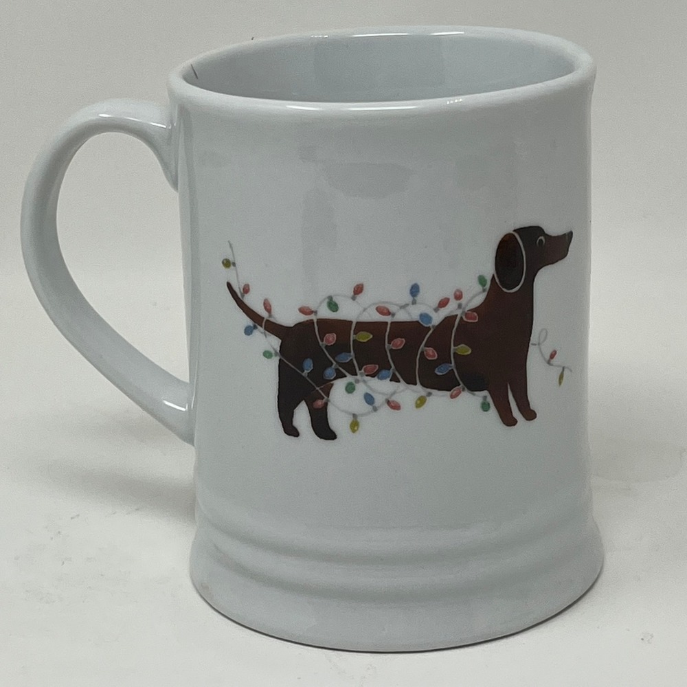 Fringe Studio Merry Christmas Dachshund Dog String Lights Coffee Mug Holiday